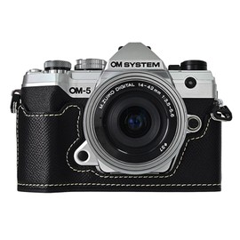 Rieibi PU Leather Half Case for Olympus OM-5/Olympus OM-D E-M5 Mark III Camera Case, Protective Case for Olympus OM System OM-5/E-M5 Mark III Case