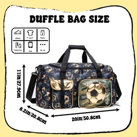 Travel Bag for Children Girls Boys Swimming Bag Kids Duffle Bag Sports Bag with Shoe Compartment Duffel Sport Carry On Weekender Kids Duffle Bag, Football.