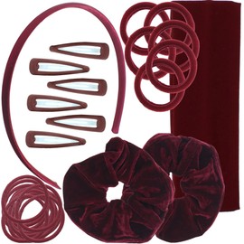 Topkids Accessories 28pc School Hair Accessories Gift Set Hair Accessories for Girls Hair Clip Hair Colour Girls Hair Accessories Gift Set Hair Clip Hair Band Hair Bands for Girls (Burgundy)