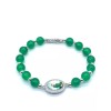 Green Bead Bracelet Elastic Adjustable St. Jude Medal and Shape