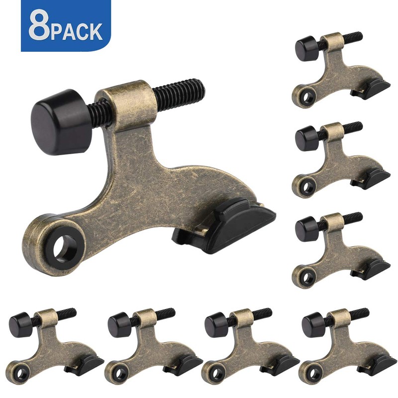 HOMOTEK 8 Pack Hinge Pin Antique Brass Door Stopper,Adjustable Deluxe