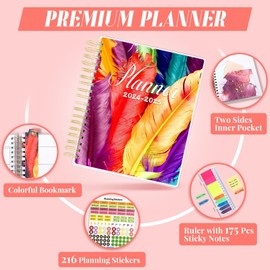 Planner 2024-2025 7.9" x 9.8", Large 18 Months Academic Daily Weekly Monthly Planner Yearly Agenda July. 2024–Dec. 2025, Page Tabs, Separator Page, Pocket Folder, Bookmark, Stickers, Sticky Note Set