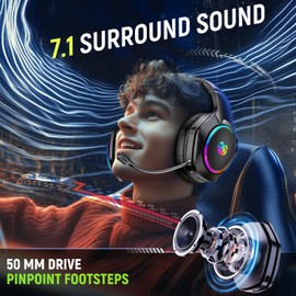 Tatybo wireless gaming Headset with mic, black