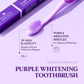 HIMALAYA PINKSALT Purple Whitening Toothbrush - Purple Indicater Medium Toothbrushes for Adults, Plaque Remover for Teeth, High Strength Medium Bristle Toothbrush, Oral Care for Teeth Whitening