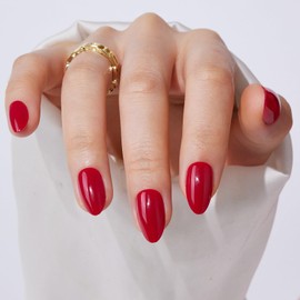 Findigit Press On False Nails Short - Red Press On Nails, Short Almond Fake Nails with Nail Glue, Soft Gel Nail Kit for Women Girl, Natural Reusable Glue On Nails| 16 Sizes-32 Nail Kits, Tomato Red