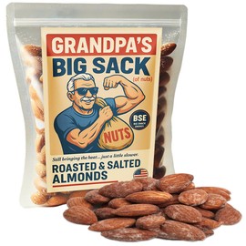 Uncle Franks Grandpas Big Sack of Almonds - Funny Gift for Men, Roasted Almonds in a Hilarious Pouch - Birthday Gag Gift for Grandpa, Dad, or Husband - Small Batch, Made in USA, Nuts for Dad