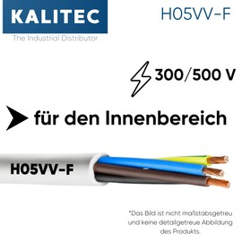 10 m Kalitec H05VV-F Hose Cable 3 x 0.75 mm² I Power Cable 3G 0.75 mm² with Protective Conductor I PVC Cable for Indoor I Electric Cable White I Lamp Cable Flexible I Device Cable 3 Core