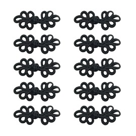 10 Pairs Chinese Knots Sewing Fasteners Frog Buttons Closure for Tang Dynasty Clothing Quilted Jackets Sweater Costumes Outfit Clothing Cloak Coats Scarf and Cardigan Sewing Supplier（ Black）