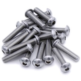 M2.5 (2.5mm x 8mm) Hex Socket Button Machine Screw (Bolt) - Stainless Steel (A2) (Pack of 20)