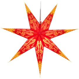 Guru-Shop Foldable Advent Light Paper Star, Christmas Star, Mercury Red, Window Decoration, 5 Points