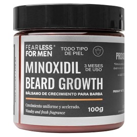 Fearless For Men Bálsamo de Crecimiento de Barba Fortificado con Minox y Proxidil - Estimula Barba con Growth Fórmula Lumbeard Balsamo para Barba Rápida Absorción - Biotina, Bergamota, Ginseng - 100g