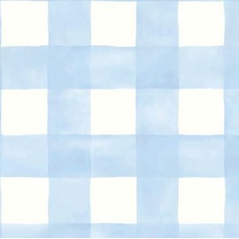 Blue Peel and Stick Wallpaper Plaid Modern Wall Paper Checkered Gingham Contact Paper Self-Adhesive Removable Wallpapers Waterproof for Bathroom Bedroom Cabinet Vinyl 17.3" x 78.7"