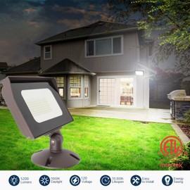 2PACK Dusk to Dawn 40W Outdoor LED Flood Light with 1/2" Knuckle Mount (Plate Included), 5000K 5200LM 120V, ETL Waterproof LED Security Flood Lighting for Sign/Flagpole/Tree/Yards/Advertising Boards