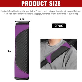 Yourkar 2PCS Car Seat Belt Cover, Soft Leather Safety Belt Neck Shoulder Strap Covers, Auto Seat Belt Protector Pads for A More Comfortable Driving, Universal Car Accessories (Black+Purple)