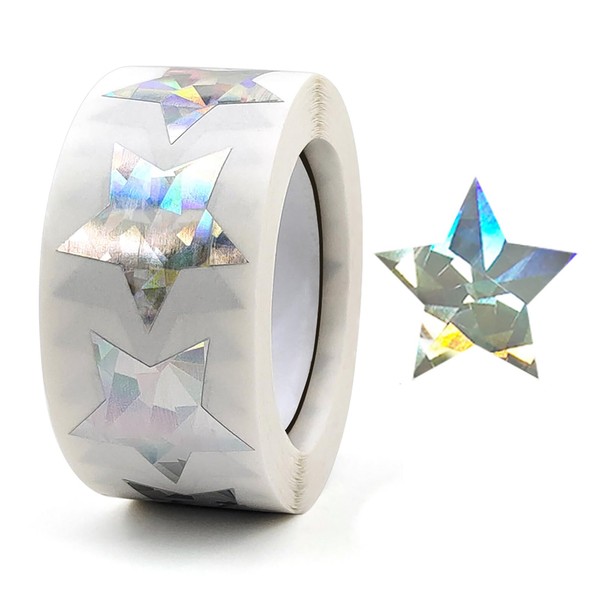 Holographic Star Stickers, 1" Self Adhesive Sparkly Star Stickers Reward