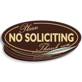 iSYFIX No Soliciting Sign Sticker for House, Home & Business - 4 Pack 7 x 3 inch - Premium Self-Adhesive Vinyl, Laminated for Ultimate UV, Weather, Scratch, Water and Fade Resistance, Indoor & Outdoor