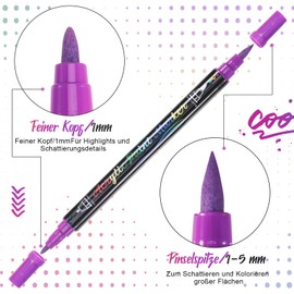 UICCVOKK Acrylstifte,60 Farben Acrylstifte für Steine Wasserfest,Doppelspitzen Doppelte Farbe Stifte Steine Bemalen Wasserfest, Acrylstifte für Holz, Leinwand, Papier, Keramik, Glas, Ostereier, Deko