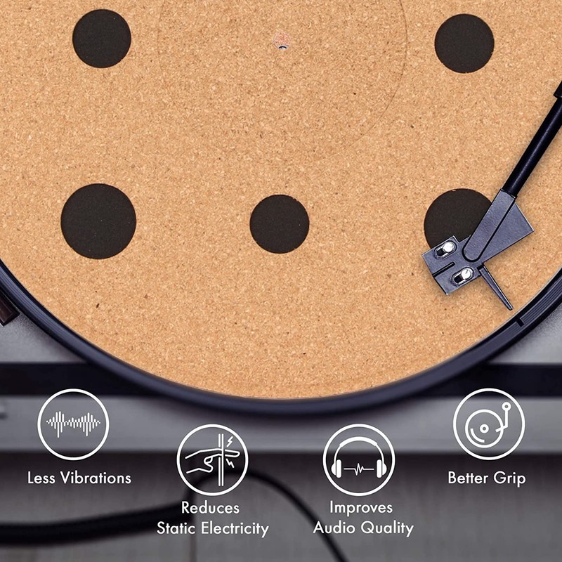 4 mm Cork Turntable Turntable Mat, Non-Slip, Antistatic, Shockproof, Durable