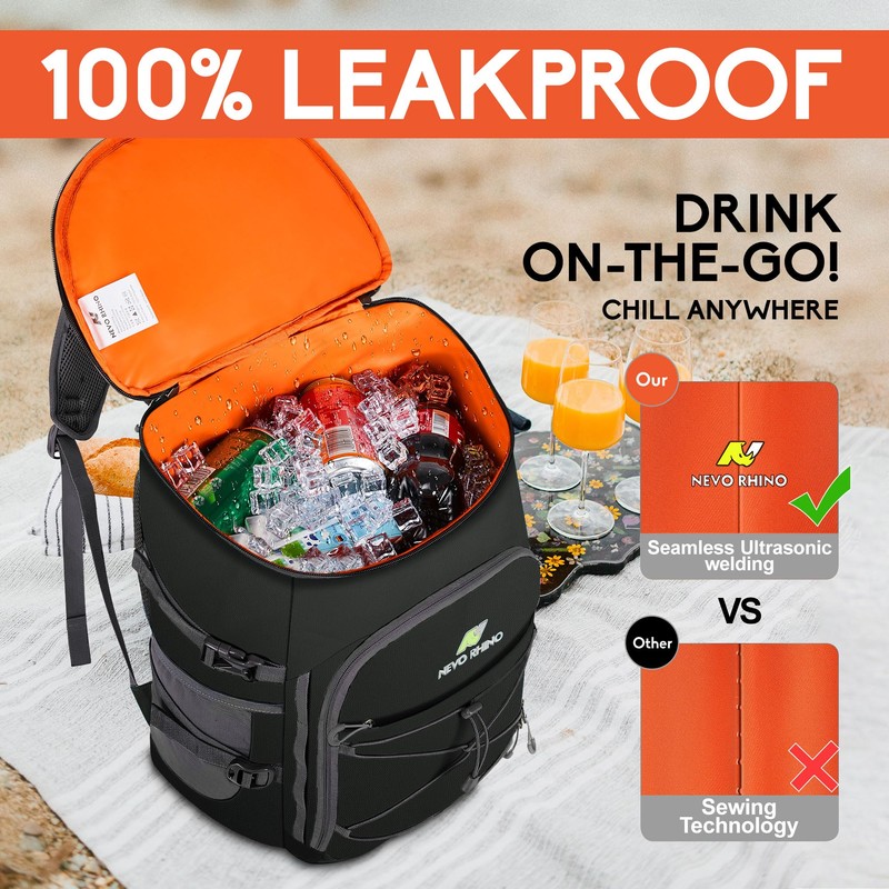 N NEVO RHINO Backpack Cooler, 54 Cans Insulated, Waterproof, Leakproof,