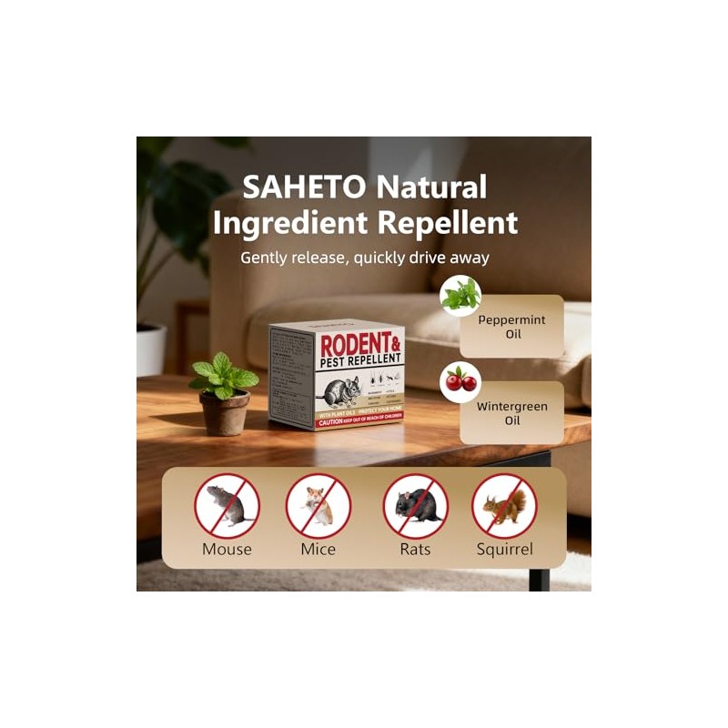 Mouse Repellent 34 Balls, Peppermint Rodent Repellent for Indoor &