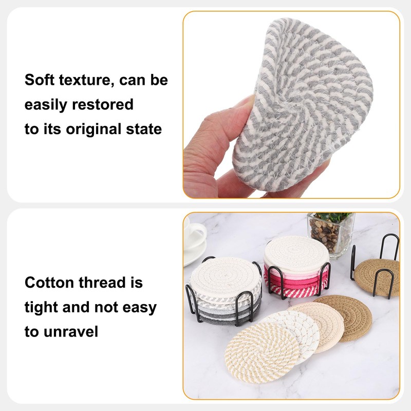 sourcing map Drink Coasters with Holder, 8 Pcs 4 Inch