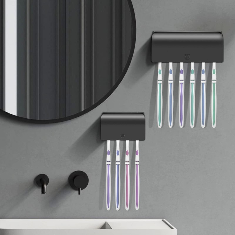 4-Slot Stainless Steel Toothbrush Holder with Cover - Wall Mounted,