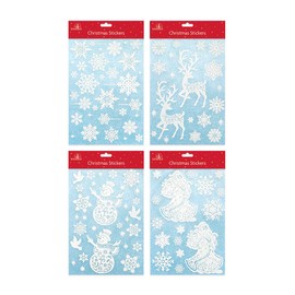 Assorted Iridescent Decorative Snow Window Stickers Reusable Christmas Decorations for Windows with 4 Styles Home Classroom Christmas Theme Party Office Christmas Window Stickers