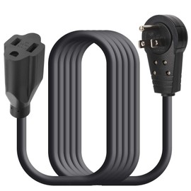 Maximm Cable 6 Feet 360° Rotating Flat Plug Extension Cord / Wire, 3 Prong Grounded Wire 16 Awg Power Cord - Black