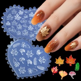 3D Maple Leaf Nail Art Molds Autumn Fallen Leaves Silicone Nail Tools Craft Carving Template for Thanksgiving Day DIY Manicure Decoration