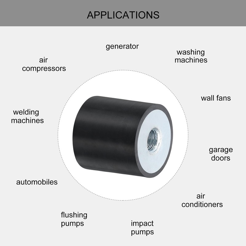 sourcing map 8Pcs 25 x 25mm M8 Thread Female Rubber