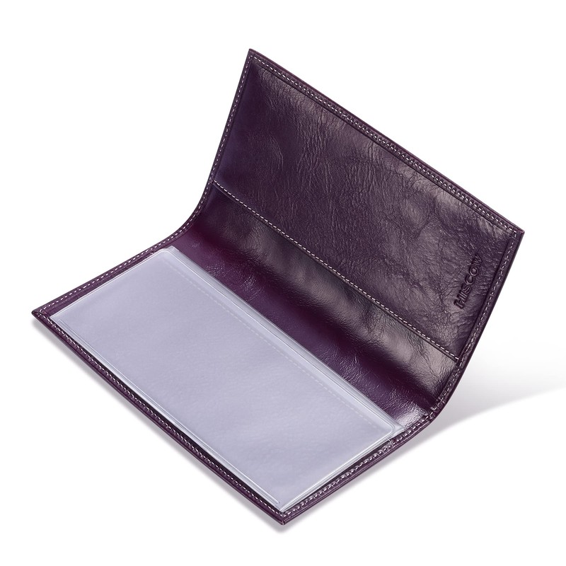 HISCOW Minimalist Checkbook Cover - Italian Leather (Antiqued Purple)
