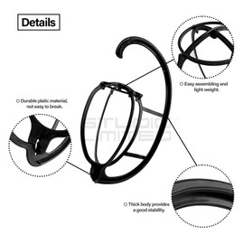 STUDIO LIMITED (3 Packs Portable Wig and Hat Hanger with Durable Stand and Tool Holder (Black)