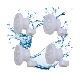 Lichtblau Set of 4 424717 481252878025 C00481565 Replacement Wheels for Dishwasher Basket 4 x Upper Basket I Suitable for Bosch Siemens Küpperbusch 424090 Dishwashers White