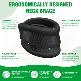 Gviipk Neck Brace, 2 in 1 Adjustable Cervical Collar, Soft Breathable Neck Support for Women Men, Relieves N eck Pain and Spine Pressure, Ideal for Travel, Office, Injury Recovery