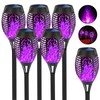 Solar Outdoor Lights 6 Pack, Purple Torches With Flickering Flame,