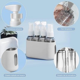 Jesir - Juego De 8 Botellas De Viaje De Silicona, Accesorio De Tamaño De Viaje a Prueba De Fugas De 50 Ml 2 Oz Con Etiqueta Y Caja De Almacenamiento,