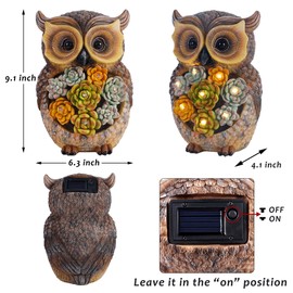 FORUP - Estatua de jardín de búho, estatua de resina para jardín con luces LED solares para decoración de jardín y patio al aire última intervensión