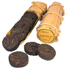 Chinese Ripe Puerh Tea Mini Cakes, 7.1 Ounce, 80 Cups, Aged Shou Black Tea (1)