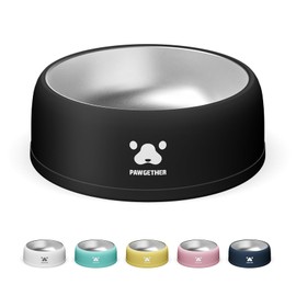 PAWGETHER Stainless Steel Dog Bowls, Dog Food and Water Bowl Non-Slip Easy to Clean Dishwasher Safe for Puppy Small Medium Dogs Cats Black 34oz