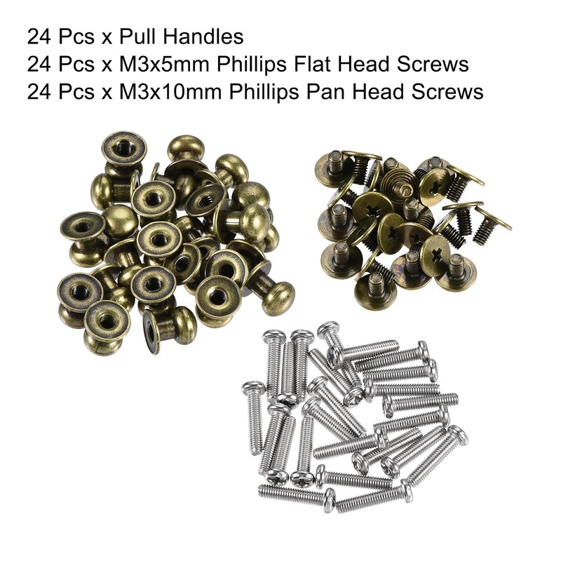sourcing map 7mm Head Dia. Round Knobs Pull Handle, 24pcs