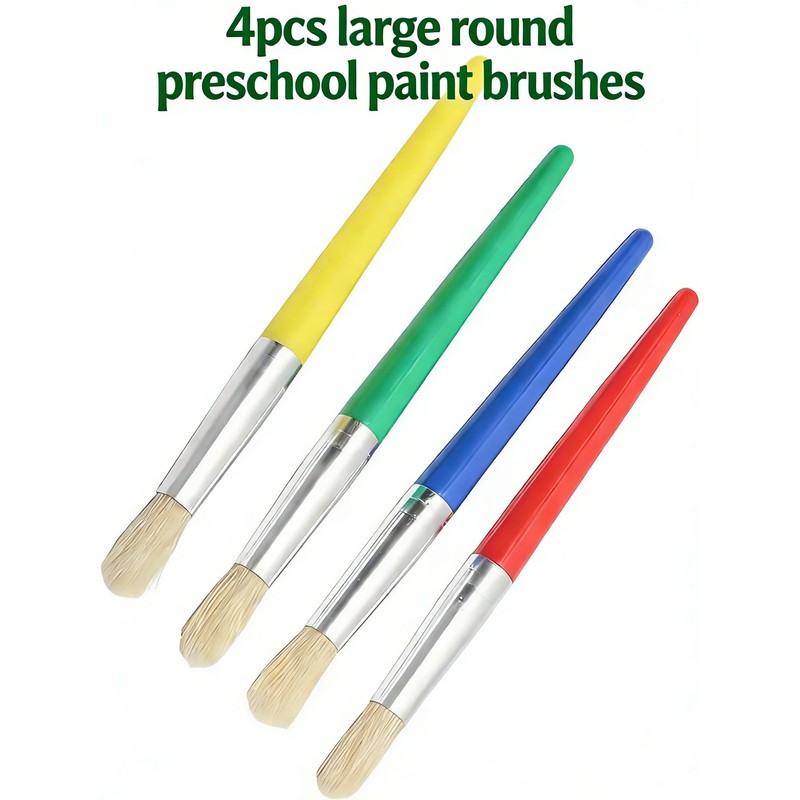 4pcs Large Paint Bushes Round Preschool Paint Brushes for Washable