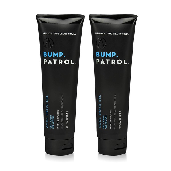 Bump Patrol Cool Shave Gel - Sensitive Clear Shaving Gel With Menthol Prevents Razor Burn, Bumps, Ingrown Hair - 4 Ounces 2 Pack