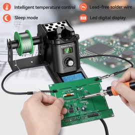 Soldering Station, Preciva Soldering Iron Set 60 W Soldering Station 90 ~ 480 °C Soldering Iron Set with 2 Attachable Helping Hands