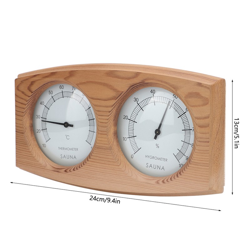 2 In-1 Wood Thermo Hygrometer Thermometer Hygrometer Sauna Room Steam