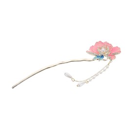 OATIPHO Enamel Peony Hairpin Classical u Shaped Hairpin Chinese Traditional Headdress Hair Clip Stylish Hair Accessory for Women