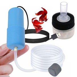 Petta Portable Mini USB Oxygen Air Pump for Fish Tank,Quiet Air Pump for Shirmp Nano Fish Tank & Transporting Aquatic with Sponge Filter, Air Stone, Silicone Tube PA152-4