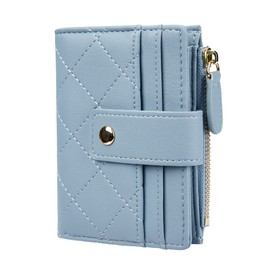 Cynure Women's Cute Leather Card Holder Small Compact Bifold Purse Purse with Zip Coin Compartment, blue, Standard size, Casual