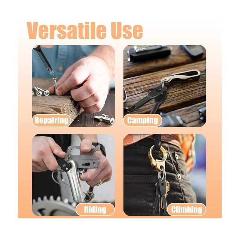 4 Pack Portable Keychain Screwdriver Stainless Steel Multi-Function Key Rings