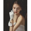 Women's Elegant Bow Pearl Flower Gloves Short Satin Gloves Opera
