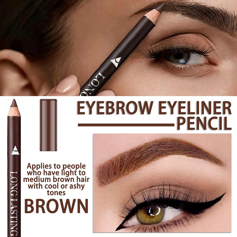 12 PCS Waterproof Brown Eyebrow Eyeliner Pencil - Long-lasting, Sweat-proof